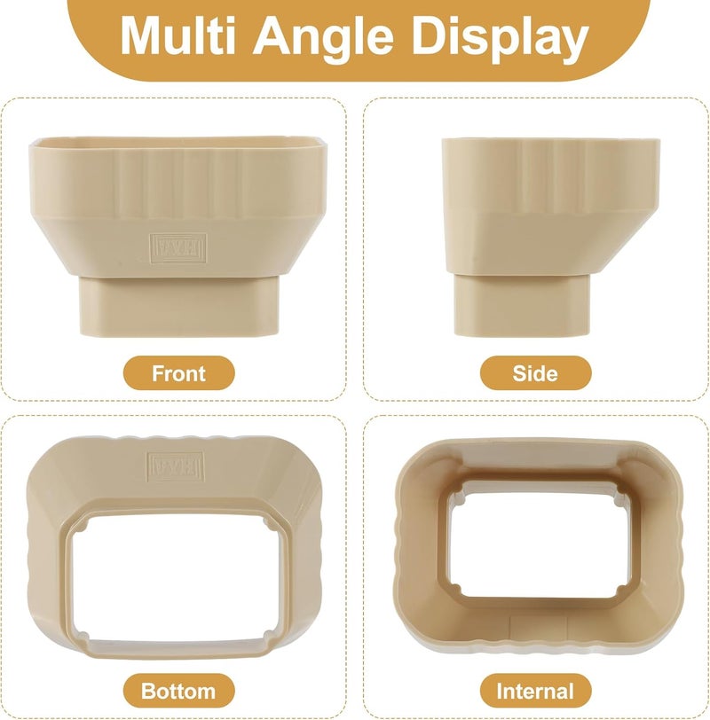 VYH 3x4 to 2x3 Gutter Downspout, Downspout to Downspout Adapter (Cream 2 Pack) - Image 3
